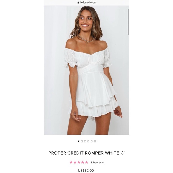 Hello Molly Proper Credit Romper - White - Picture 3 of 11